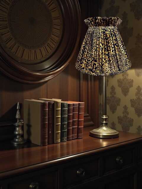 Pleated Leopard Print Drum Table Lamp Shades Ceiling Lights Pendants Floor Lampshade, Made in The UK - Animal Print Fabric Lamp Shades - image 1