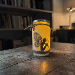 Fairy Night Light Etched Glitter Jar - Magical Mood Lighting - thumbnail 4