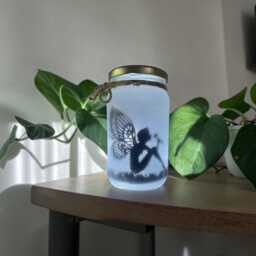 Fairy Night Light Etched Glitter Jar - Magical Mood Lighting