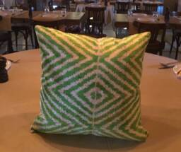 Green White Ikat Cushion - Velvet 16 X Silk Uzbek Pillowcase Handwoven Handloomed