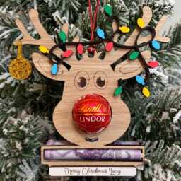 Personalised Reindeer Money & Chocolate Holder, Christmas Ornament, Tree Decoration, Hanging Decorations, Custom Gifts - thumbnail 2