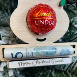 Personalised Reindeer Money & Chocolate Holder, Christmas Ornament, Tree Decoration, Hanging Decorations, Custom Gifts - thumbnail 3