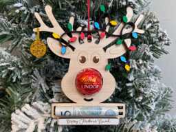 Personalised Reindeer Money & Chocolate Holder, Christmas Ornament, Tree Decoration, Hanging Decorations, Custom Gifts - thumbnail 1