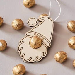 Personalized Chocolate Gonk Christmas Stocking Filler - Wooden Decoration - thumbnail 2