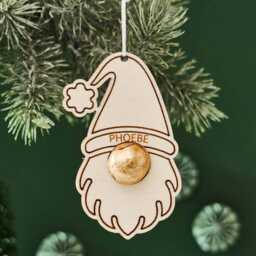 Personalized Chocolate Gonk Christmas Stocking Filler - Wooden Decoration - thumbnail 3