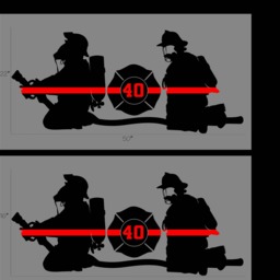 Custom Red Line Silhouette Fire Dept. Wall Decal - thumbnail 2