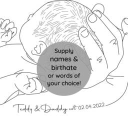 New Dad Art, First Father's Day Gift, Newborn Father & Baby Minimalist Daughter, Son - thumbnail 2