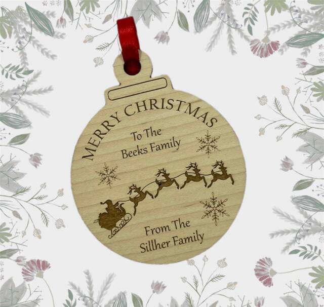 Personalised Christmas Bauble, Our House To Your Tree Decoration, Gift For Neighbours Neighbors - image 1
