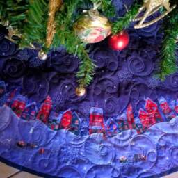 Extra Large Christmas Tree Skirt, Quilted, Blue, Personalized Option, 72 Inches Wide - thumbnail 3