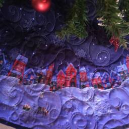 Extra Large Christmas Tree Skirt, Quilted, Blue, Personalized Option, 72 Inches Wide - thumbnail 4