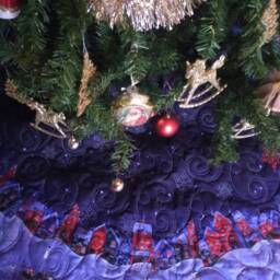 Extra Large Christmas Tree Skirt, Quilted, Blue, Personalized Option, 72 Inches Wide - thumbnail 2