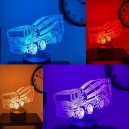Concrete Mixer Truck 3D Illusion Lamp, Bluetooth Music, Personalized Gift - thumbnail 3