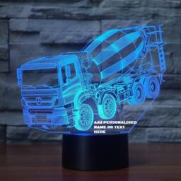 Concrete Mixer Truck 3D Illusion Lamp, Bluetooth Music, Personalized Gift