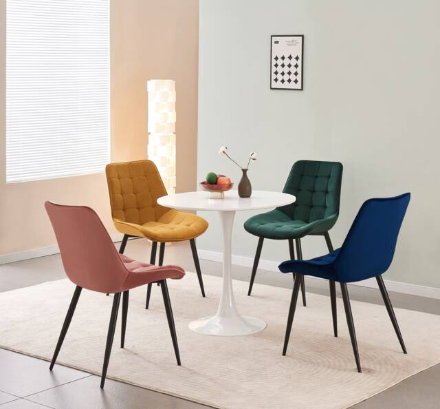 Velvet Dining Chair Modern Lounge Chair With Metal Legs - image 1