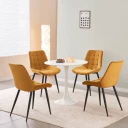 Velvet Dining Chair Modern Lounge Chair With Metal Legs - thumbnail 4