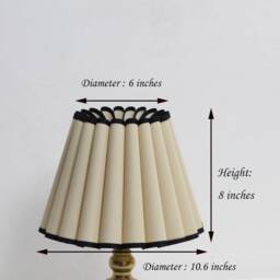 Handmade Khaki Pleated Lampshade Black Edge Fabric & Acrylic - thumbnail 2