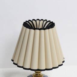 Handmade Khaki Pleated Lampshade Black Edge Fabric & Acrylic - thumbnail 3