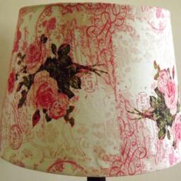 Vintage Pink Rose Lampshade Decoupage Shabby Chic Postcard Carte Postal French Script - thumbnail 4
