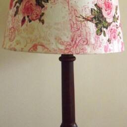 Vintage Pink Rose Lampshade Decoupage Shabby Chic Postcard Carte Postal French Script - thumbnail 3