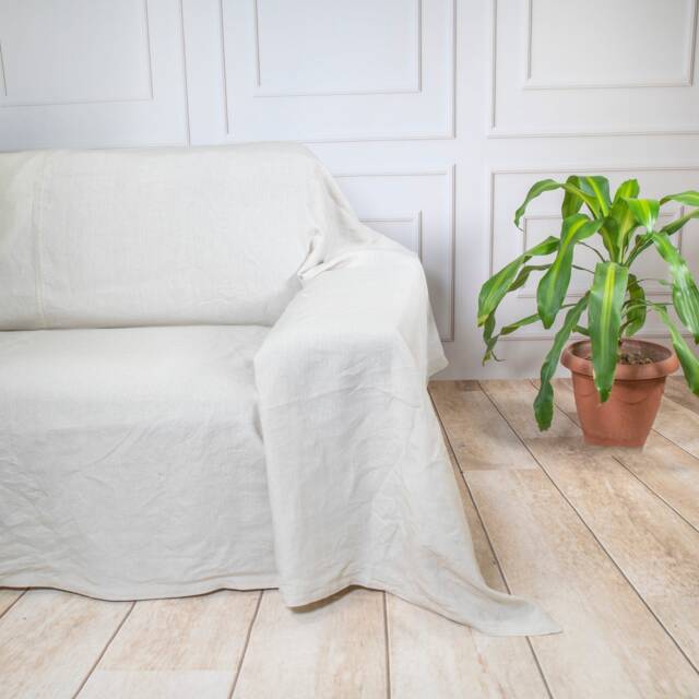 Organic European Linen Couch Cover - Custom Handmade Slipcover - image 1