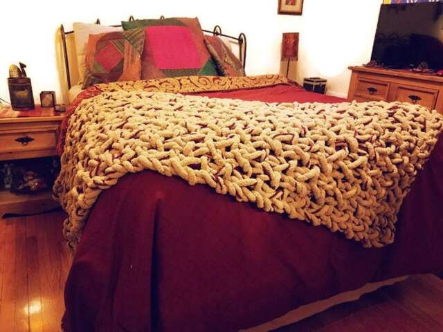 Chunky Knit Blanket, Throw, Brown Red & Thick, Beige Blanket Throw - image 1