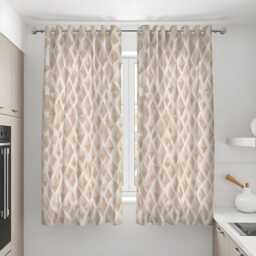 Beige Geometric Curtains, Neutral Wavy Pattern Drapes, Custom Window Panels For Living Room Bedroom Modern Home Decor - thumbnail 3