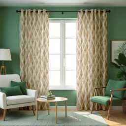 Beige Geometric Curtains, Neutral Wavy Pattern Drapes, Custom Window Panels For Living Room Bedroom Modern Home Decor - thumbnail 4