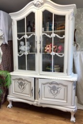 French Louis Style Bookcase - Shabby Chic Ball & Claw Cabinet - thumbnail 1