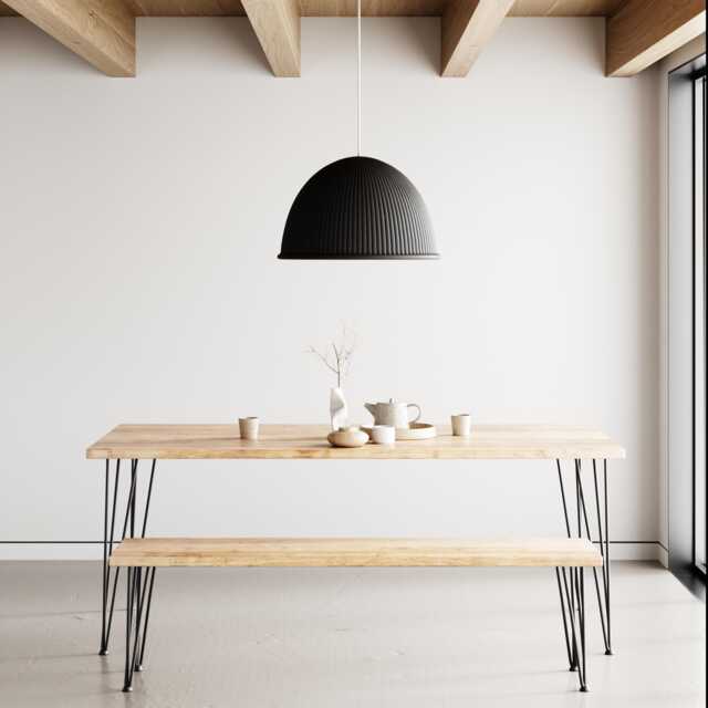 Dining Table & Bench, Authentic Sustainable Reclaimed Wood On Hairpin Legs, Reclaimed Collection - image 1