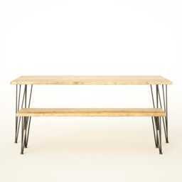 Dining Table & Bench, Authentic Sustainable Reclaimed Wood On Hairpin Legs, Reclaimed Collection - thumbnail 2