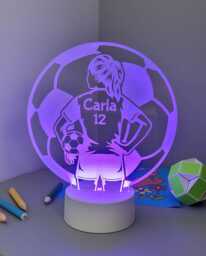 Personalised Football Girl Led Night Light Remote Controlled Color Changing Lamp