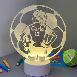 Personalised Football Girl Led Night Light Remote Controlled Color Changing Lamp - thumbnail 2
