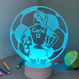 Personalised Football Girl Led Night Light Remote Controlled Color Changing Lamp - thumbnail 3