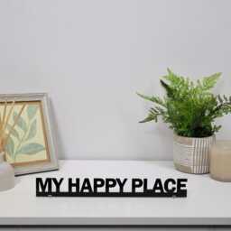 My Happy Place Door Topper - Black Acrylic Bedroom Or Home Office Sign Cosy Self Care Space Over Decor Housewarming Gift - thumbnail 3