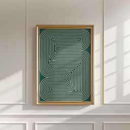 Teal Maze Poster - Minimal Geometric Wall Art Abstract Line Print - thumbnail 3