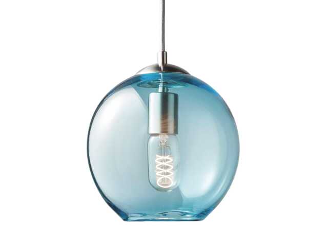 Aqua Hand Blown Glass Pendant Light Round Globe Lighting - image 1
