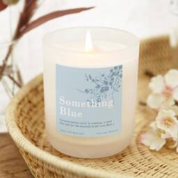 Something Blue Wedding Candle, Unique Bridal Gift, Personalised Soy Candle - thumbnail 1