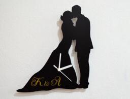 Wedding Couple With Custom Initials - Wall Clock - thumbnail 1