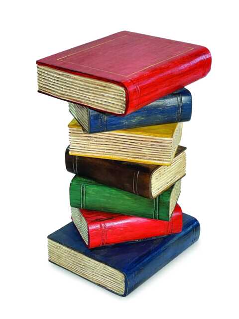 Coloured Bookstack Table Small, Bright Hand-Painted Book Pile Side 39cm - image 1