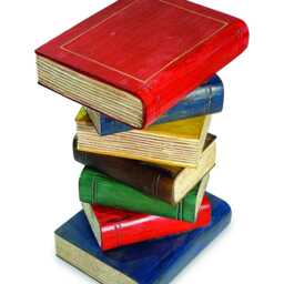 Coloured Bookstack Table Small, Bright Hand-Painted Book Pile Side 39cm - thumbnail 2