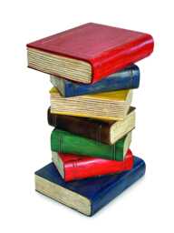 Coloured Bookstack Table Small, Bright Hand-Painted Book Pile Side 39cm