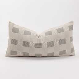 Cotton Lumbar Pillow Cover, Black Stripes & Dots, Farmhouse Cushion