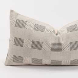 Cotton Lumbar Pillow Cover, Black Stripes & Dots, Farmhouse Cushion - thumbnail 2