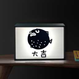 Japanese Lucky Blowfish Lightbox Retro Fugu Led Desk Lamp Japan Decor Wall Art - thumbnail 1