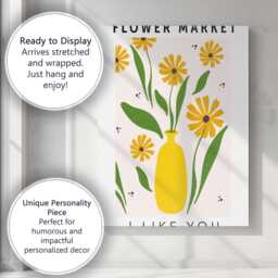 Yellow Daisy Bouquet in Bright Vase Scandinavian Floral Canvas Wall Art Print Decor Picture Ready To Hang - thumbnail 3
