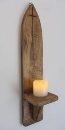 Gothic Style Wall Sconce Led Candle Holder With Carved Cross/Crucifix Decoration Various Sizes - thumbnail 1