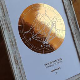 A4 Custom Foil Astrology Chart Print By Birth Date, Personalised Copper, Gold Or Rose Natal Date - thumbnail 2