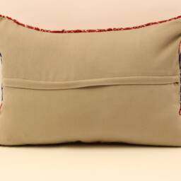 Handmade Wool Kilim Lumbar Pillow Cover, 14x20 Boho Turkish Cushion - thumbnail 4