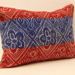 Handmade Wool Kilim Lumbar Pillow Cover, 14x20 Boho Turkish Cushion - thumbnail 2