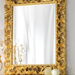 Large Classic Baroque Mirror Antique Gold Leaf - Made in Italy Louis Style Italian Golden Mirror Victorian Style Item #8052_G - thumbnail 3